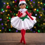 Elf On The Shelf Scout Girl (Brown Eyed Girl) with Claus Couture Collection Candy Cane Classic Dress - Image 6